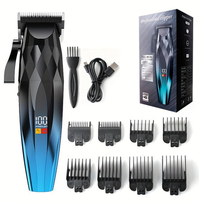 Hair Clipper for Men Professional Electric Trimmer | 7000RPM Motor | Ceramic Blade | 8 Guide Combs | 2000mAh LED Battery | Cordless USB Rechargeable | Fade Buzz Cut Home Barber Kit
