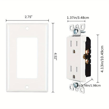 15 Amp Tamper Resistant Wall Outlet 20 Pack with Decorator Wall Plates Included Standard Electrical Receptacle 125V White Duplex Outlet for Home Office Kitchen