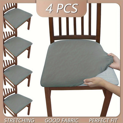Dining Chair Covers Set of 4 Stretch Elastic Seat Slipcovers Soft Brushed Polyester Solid Color Chair Protector for Home Office Kitchen