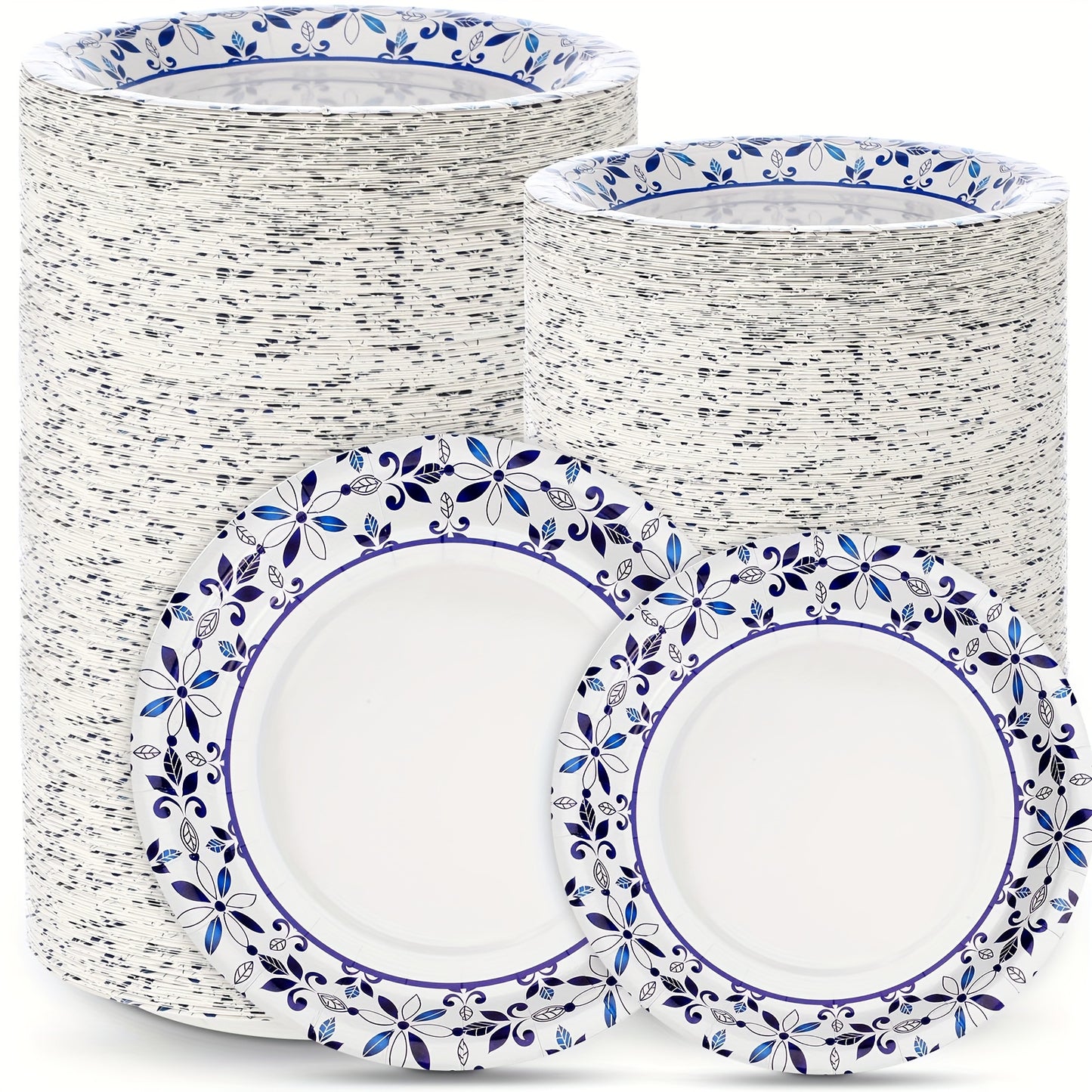 Disposable Paper Plates 300 Pack 9 Inch Heavy Duty & 7 Inch Soak Proof Leaf Print for Party Family Gatherings Everyday Use