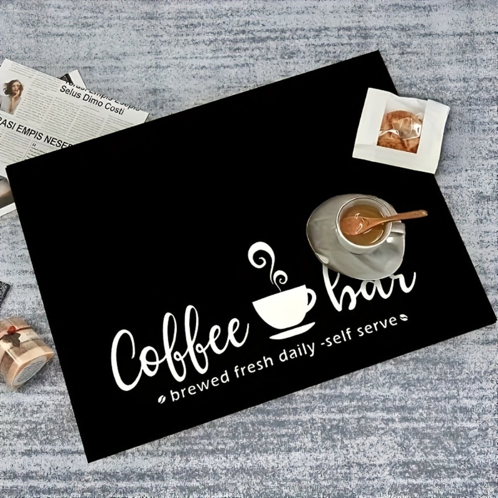 Coffee Bar Mat & Dish Drying Mat – Bohemian Absorbent Kitchen Counter Mat for Coffee Machine, Espresso Station & Countertop
