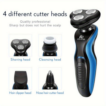 Electric Shaver for Men 4-in-1 – USB Rechargeable Electric Razor & Beard Trimmer Kit for Wet & Dry Shaving, Portable Grooming Set, Perfect Father's Day Gift for Dad, Husband & Male Friends
