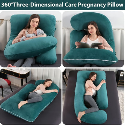 Pregnancy Pillow J-Shape 60 Inch Full Body Maternity Pillow with Velvet Cover – Back Leg Belly Support for Pregnant Women Side Sleeper Body Pillow Multiple Colors
