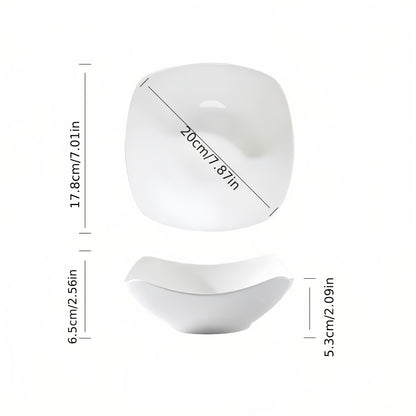 Salad Bowl and Plate Set 4/8/16 Piece – Reusable White PP Plastic Microwave Safe Stackable Lightweight Tableware for Picnic Outdoor Party Wedding Hotel Camping Dessert Cold Dish Serving
