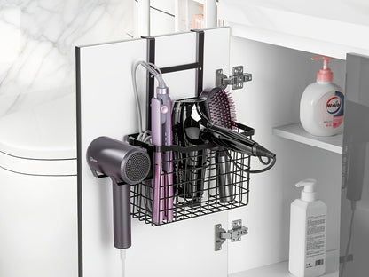 Hair Tool Organizer Wall Mounted Holder for Hair Dryer Curling Iron Straightener 3 Adjustable Heights Bathroom Storage