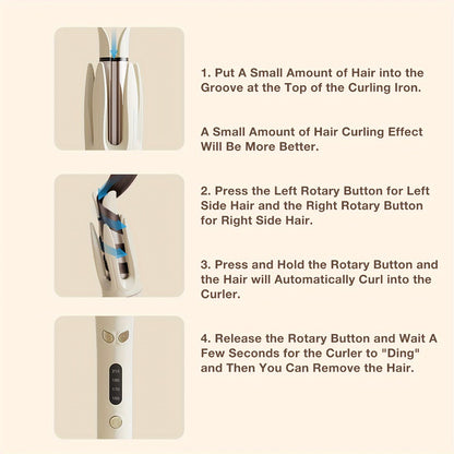 Automatic Hair Curler 28mm Barrel Negative Ion Technology 4 Temperature Settings Fast Heating Portable Travel Hair Curling Wand for Easy Curls Women Gift