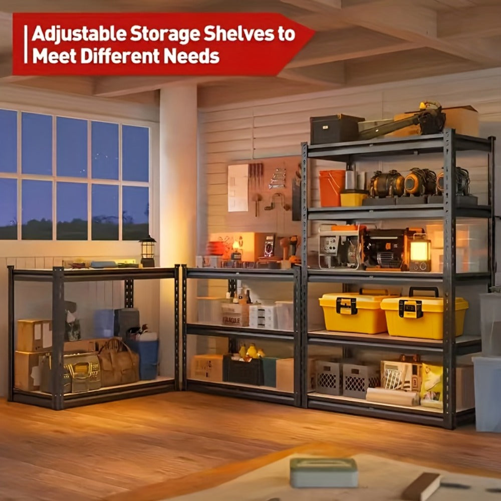 Heavy Duty Shelving Unit 5-Tier Metal Storage Shelves 2000 LBS Capacity, 60"H x 28"W x 12"D Adjustable Steel Rack for Garage, Closet, Pantry & Basement Organization, Easy Assembly Utility Shelf