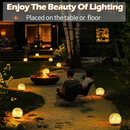 Solar Garden Globe Lights 4 Pack Cracked Glass Ball Outdoor Solar Sphere Lights with 30 LED Warm White IP65 Waterproof Auto On Off for Garden Patio Lawn Yard Pathway Christmas Decoration