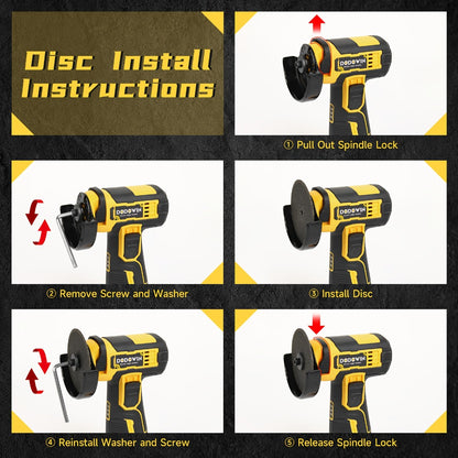 Mini Cordless Angle Grinder 19500RPM – Electric Grinding Polishing Tool for Metal Wood Stone Concrete | Lithium Power Grinder with Battery Options