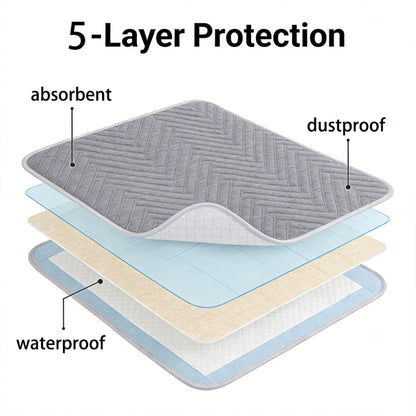 Washable Leak-Proof Mattress Protector for Seniors - Breathable Mesh Polyester, Urinary Incontinence & Bedwetting Pad | Twin, Full, Queen, King
