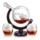 Ball decanter set (1 decanter + 2 cups + 1 wooden stand)