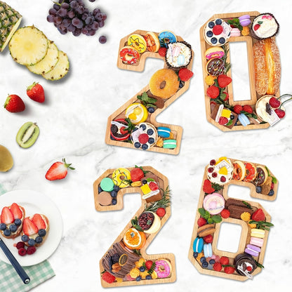 Graduation Charcuterie Board Decorations 4pcs Wooden Number Box with 14 Balloons – 2026 GRAD Fillable Party Supplies