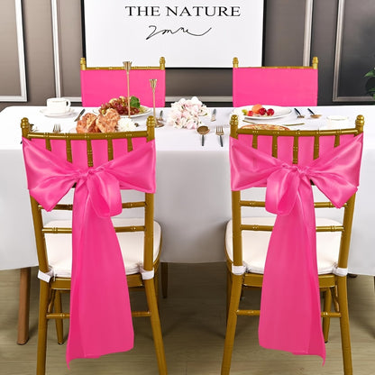 100pcs Satin Chair Sashes Bows for Wedding Banquet Party Event Decoration – 13 Colors, 18×275cm