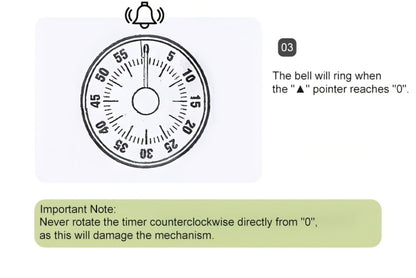 Mechanical Kitchen Timer with Loud Alarm - Black Walnut Wood Cooking Timer, 100% Battery-Free Desktop Timer for Cooking, Baking & Study