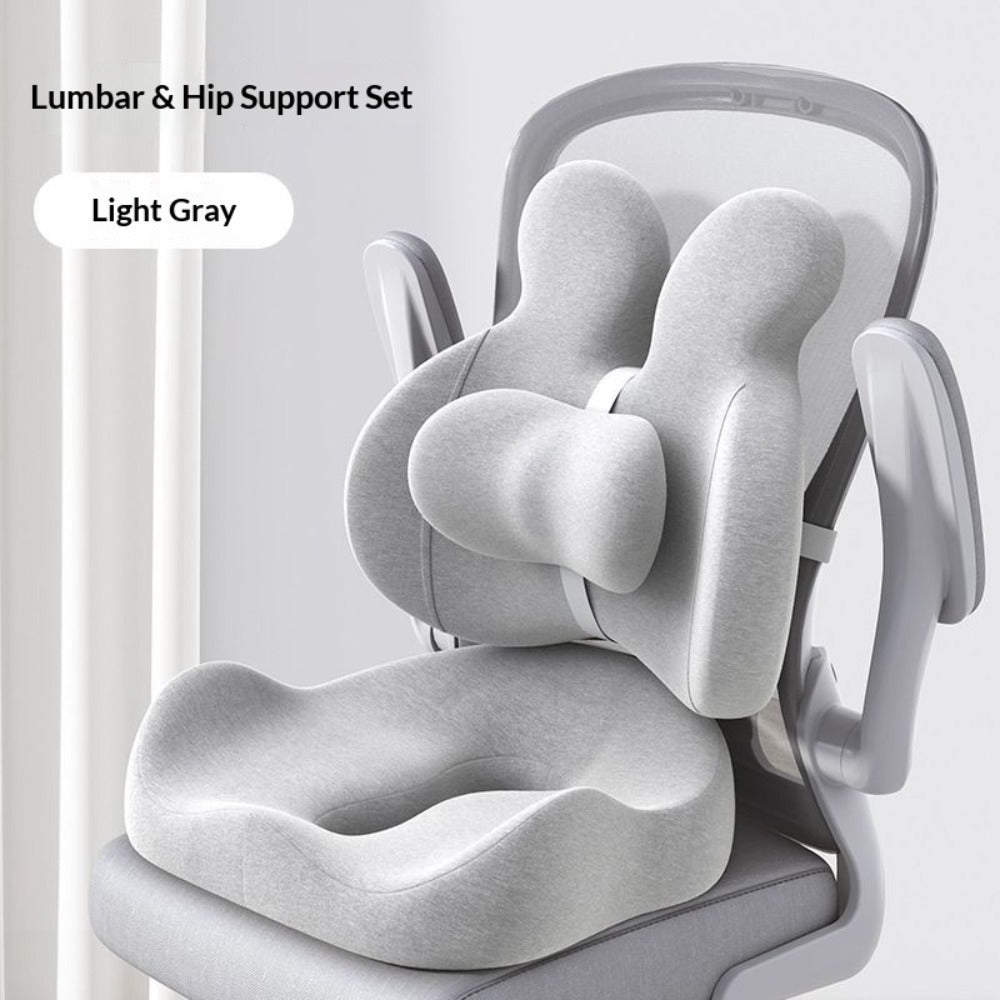 Lumbar Support Cushion & Seat Cushion Set – Ergonomic Office Chair Pillow for Lower Back Pain Relief, Breathable Memory Foam Waist & Hip Support for Home, Car & Desk Chair