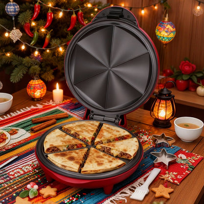 Electric Quesadilla Maker 9.5 Inch – Grilled Cheese Machine, Extra Stuffing Capacity, Easy 6-Wedge Slice, Non-Slip Feet | Also Available as 12 Inch Pizza Maker