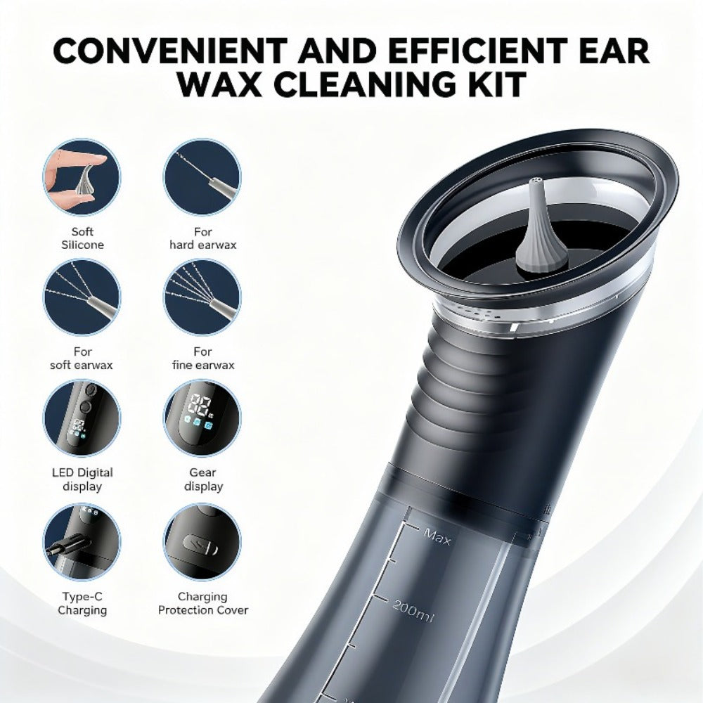 Earwax Removal Kit Pro with Visual Waste Tank – Interchangeable Nozzles, USB Rechargeable Ear Cleaner for Adults, Ear Scoop & Ear Washer Options