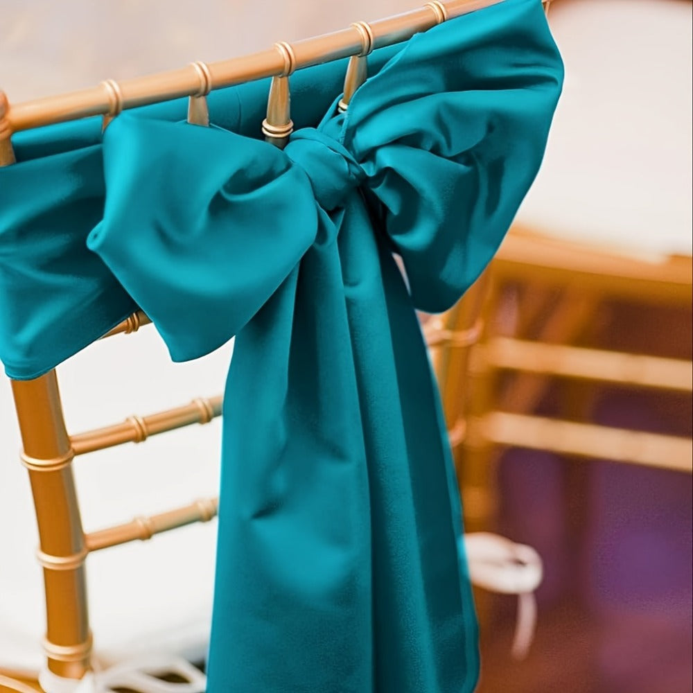 100pcs Satin Chair Sashes Bows for Wedding Banquet Party Event Decoration – 13 Colors, 18×275cm