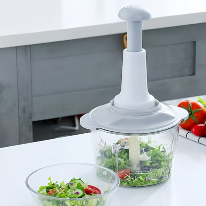 Manual Food Chopper 2L Pull Cord Vegetable Chopper Onion Mincer Garlic Press Meat Grinder with Container - BPA-Free Manual Hand Chopper Kitchen Tool for Salad Herbs Nuts