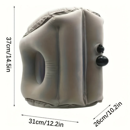Inflatable Travel Neck Pillow Portable Air Cushion Soft Microfiber Cover Ergonomic Neck Support for Airplane Train Car Office Napping Compact Lightweight Travel Pillow Grey 15.17 Oz