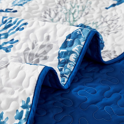 Duvet Cover Set 3 Piece Ocean Style Seahorse Coral Pattern Soft Breathable Microfiber Bedding Set with 2 Pillowcases Machine Washable All Season Comforter Cover for Bedroom Dorm Twin Full Queen King