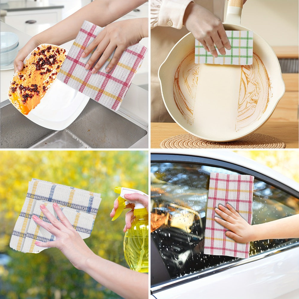 Kitchen Cleaning Cloths 24 Pack Soft Absorbent Reusable Dish Towels Square Dishcloths Durable Multi-Purpose Cleaning Rags for Home Kitchen Assorted Holiday Patterns Christmas Halloween Thanksgiving