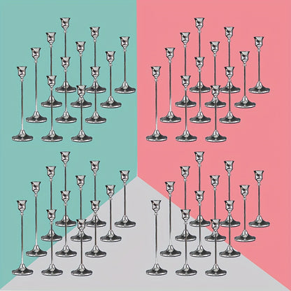Copper Plated Candlestick Holders Bulk Set – Retro Minimalist Taper Candle Holders for Wedding Birthday Christmas Dining Table Fireplace Decor