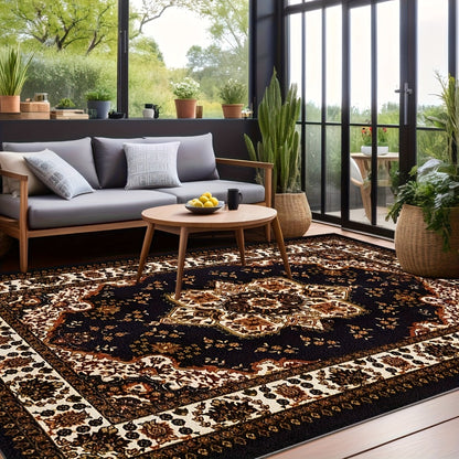 Large Area Rug for Living Room Bedroom – Soft Fluffy Persian Bohemian Style Floor Mat, Anti-Slip Backing, Machine Washable, Vintage Carpet for Modern & Traditional Decor, Multiple Sizes