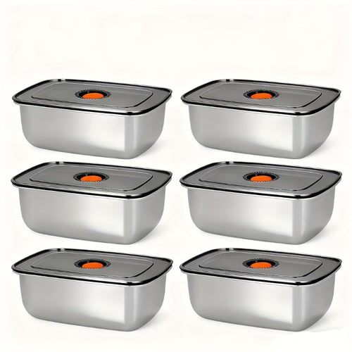 Stainless Steel Lunch Boxes, Set of 6 Large 50.72 oz Food Storage Containers with Lids – Airtight Stackable Refrigerator Storage Containers for Meal Prep, Leftovers, Kitchen and Office