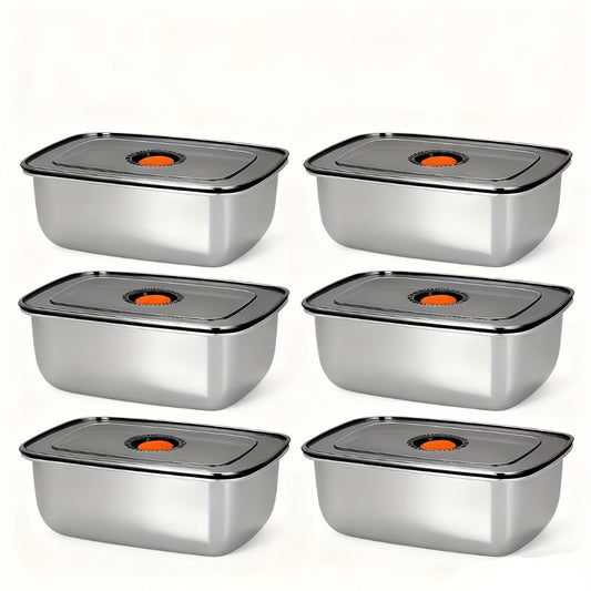 Stainless Steel Lunch Boxes, Set of 6 Large 50.72 oz Food Storage Containers with Lids – Airtight Stackable Refrigerator Storage Containers for Meal Prep, Leftovers, Kitchen and Office