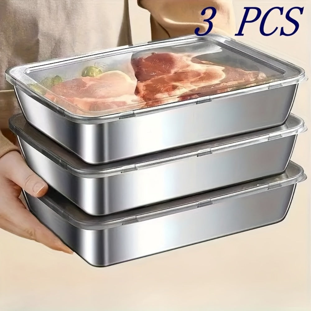 Stainless Steel Food Storage Container Set – Airtight Stackable Kitchen Containers for Meal Prep, Camping & Picnic – Fridge & Freezer Safe, Easy Clean, for Fruits, Meats & Vegetables