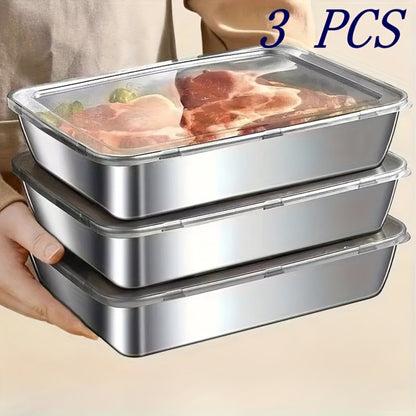 Stainless Steel Food Storage Container Set – Airtight Stackable Kitchen Containers for Meal Prep, Camping & Picnic – Fridge & Freezer Safe, Easy Clean, for Fruits, Meats & Vegetables