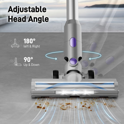 45KPA Cordless Stick Vacuum Cleaner 8-in-1 Rechargeable, Up to 45 Min Runtime Lightweight Handheld Vacuum for Carpet Pet Hair Hardwood Floor Home, Powerful Suction Multi-Attachment Floor Vacuum Cleaner