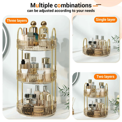 360 Rotating Makeup Organizer Skincare Storage Rack - Multi-Layer Detachable Cosmetic Organizer for Perfume, Lipstick, Skincare, Desktop Vanity Organizer for Bathroom & Bedroom