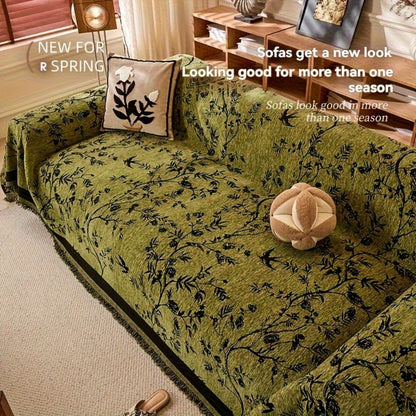Sofa Cover Chenille Thickened Non-Slip Couch Slipcover Floral Pattern for Living Room Office Pet-Safe All-Season — 1 2 3 4 Seater Sizes