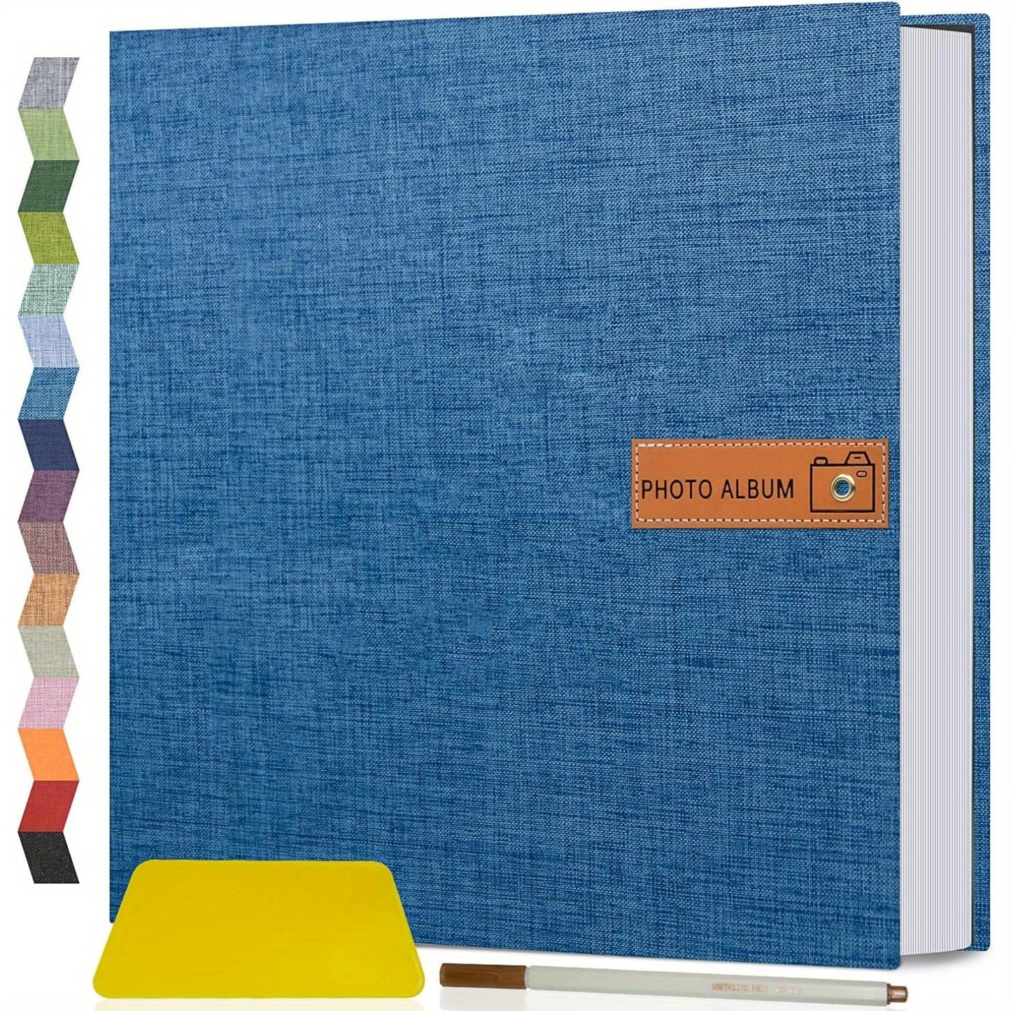 Self Adhesive Photo Album Scrapbook – Large Linen Cover Memory Book for 4x6 5x7 8x10 Photos, DIY Picture Book with Metal Pen, Gift for Mom, Baby, Wedding, Valentine's Day & Mother's Day, 40 & 60 Pages
