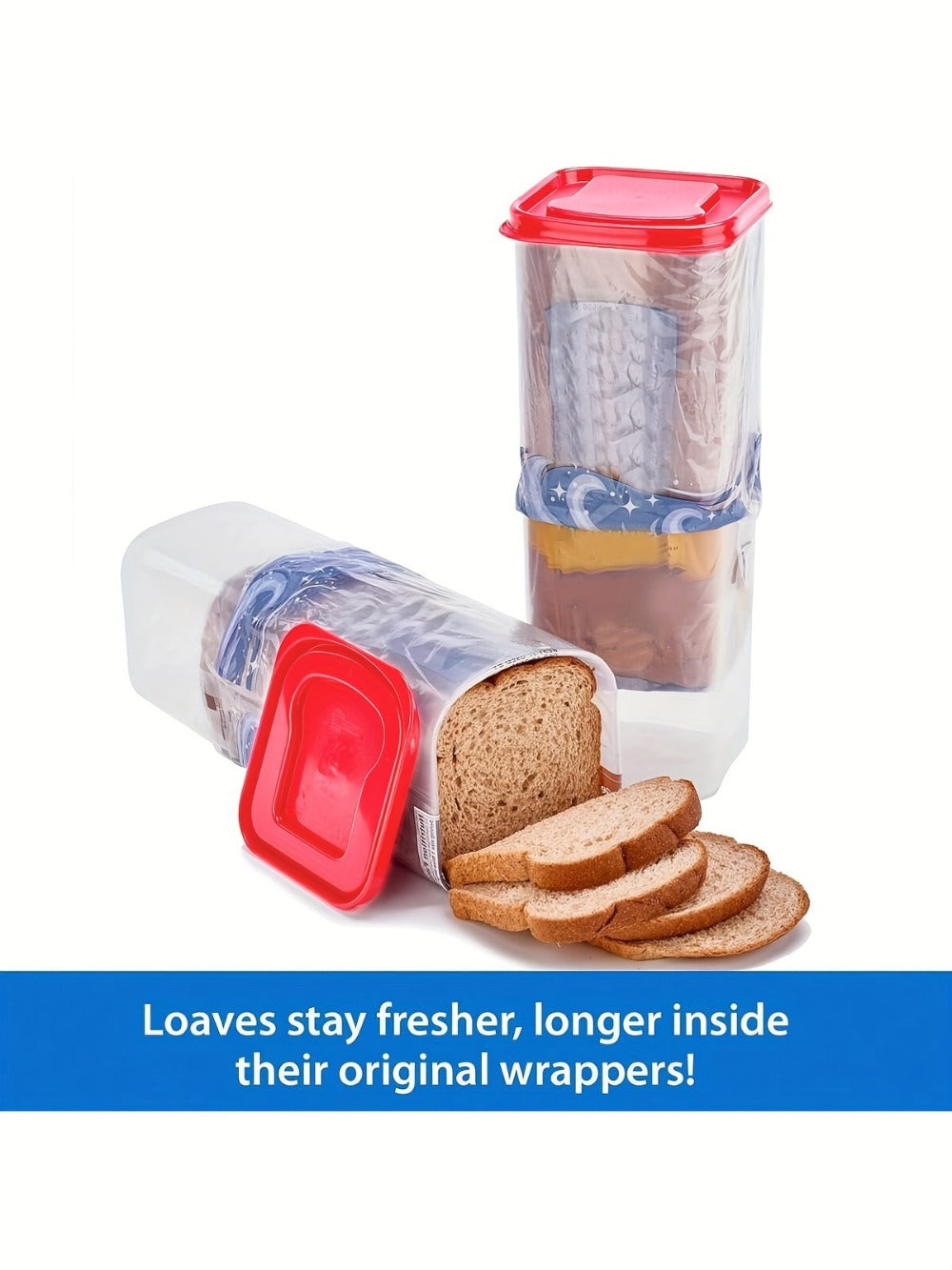 Bread Storage Container with Leak-Proof Lid - Stackable Spacious Toast Keeper Box Portable Reusable Food Storage for Kitchen Organization Camping Loaf Keeper