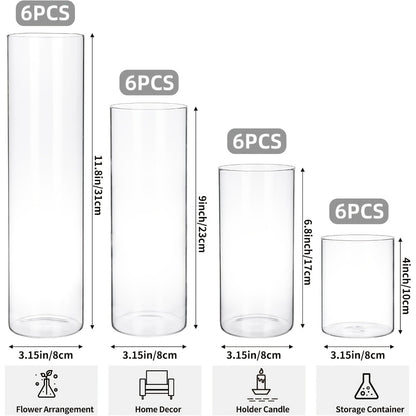 Clear Cylinder Glass Vases Set Wedding Centerpieces Home Decor