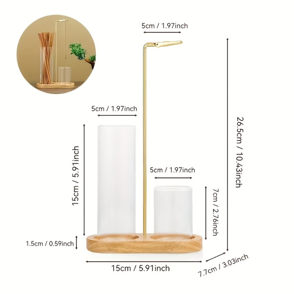 Glass Incense Burner 2-in-1 with Removable Ash Collector & Candle Holder – Incense Stick Holder for Meditation, Yoga, Tea Ceremony & Home Decor – Spiritual Relaxation Gift in Log & Retro Style