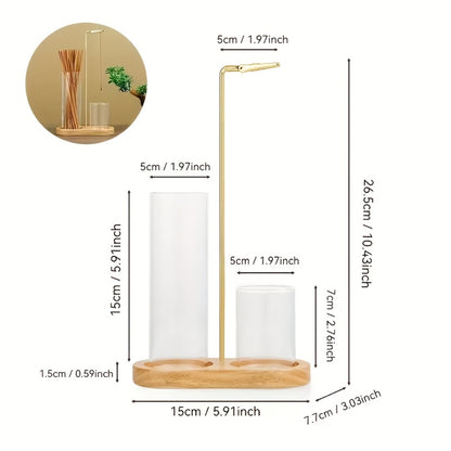 Glass Incense Burner 2-in-1 with Removable Ash Collector & Candle Holder – Incense Stick Holder for Meditation, Yoga, Tea Ceremony & Home Decor – Spiritual Relaxation Gift in Log & Retro Style