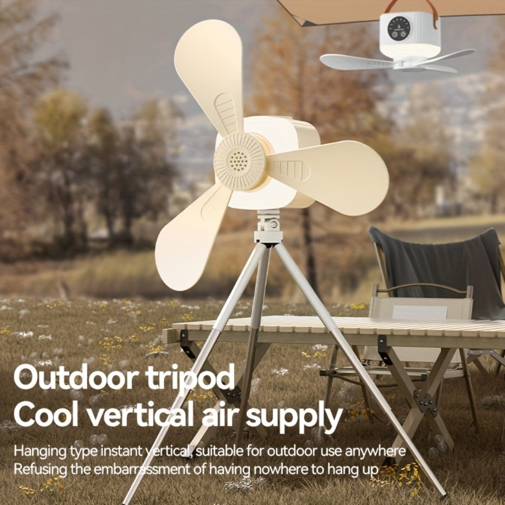Portable Tent Fan with Remote Control USB Powered Hanging Hook Camping Fan with Triangular Stand Aromatherapy LED Light Emergency Survival Outdoor Fan