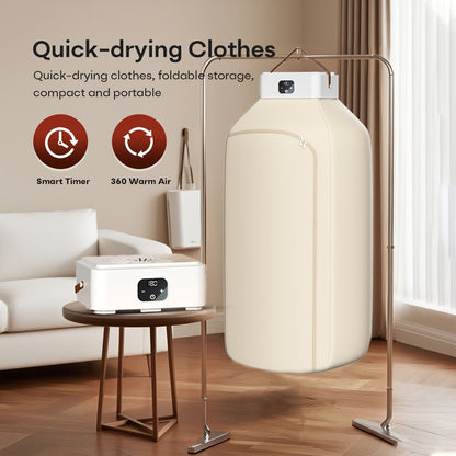 Foldable Clothes Dryer Smart Touch Screen Two-Speed Control Timer Function with Dry Bag Quick Drying Compact Design for Apartments Dorms RVs Home Upgraded Economic