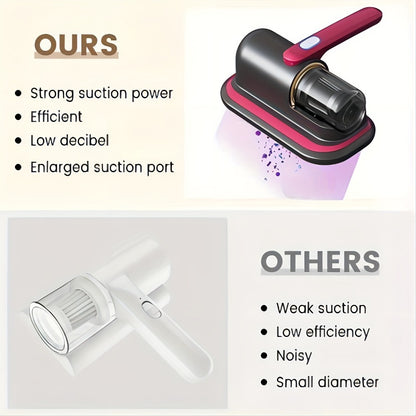 Cordless Mattress Vacuum Cleaner Handheld Bed Vacuum for Dust Mites, Allergens & Pet Hair - Portable Wireless Upholstery Vacuum for Mattress, Sofa, Carpet & Bedding, Lightweight Easy to Use, Purple