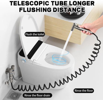 Handheld Bidet Sprayer Kit 6-Piece Wall Mounted Toilet Sprayer Set with Hose & Holder - Adjustable Pressure, Self-Cleaning Personal Hygiene Sprayer for Bathroom, Pet Shower & Toilet Cleaning