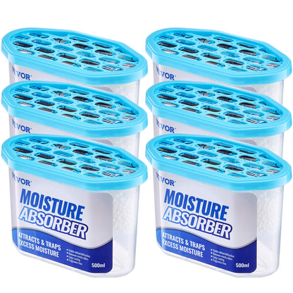 Moisture Absorber Boxes 6 Pack 500ml Calcium Chloride Dehumidifier Box Fragrance Free Humidity Absorber for Bathroom Closet Kitchen Bedroom Shoe Cabinet