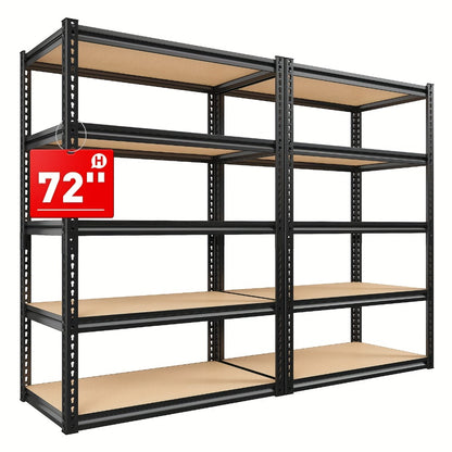 Heavy Duty Metal Garage Shelving Unit 72"H - Adjustable Steel Storage Shelf Rack for Garage, Basement & Warehouse