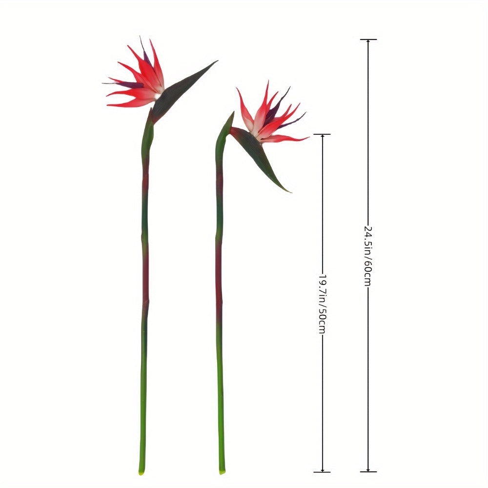 Artificial Bird of Paradise Flowers – 3pcs Realistic Rubber Strelitzia with 24.5" Long Stems for Home Decor, Vase Arrangements, DIY Bouquets, Party & Fall Decor (4 Colors)