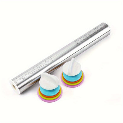 Stainless Steel Rolling Pin with Adjustable Thickness Rings Dough Roller for Baking Pizza Cookies Pastry 430 Grade Non-Stick Heavy Duty Kitchen Baking Tool