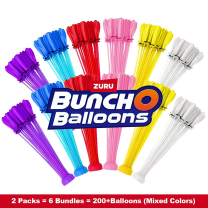 Rapid-Fill Self-Sealing Water Balloons 105+ 205+ Bulk Pack Outdoor Summer Fun Kids Adults Party Tropical Colors Fast Fill Balloon Fight Set ZURU Bunch O Balloons Compatible