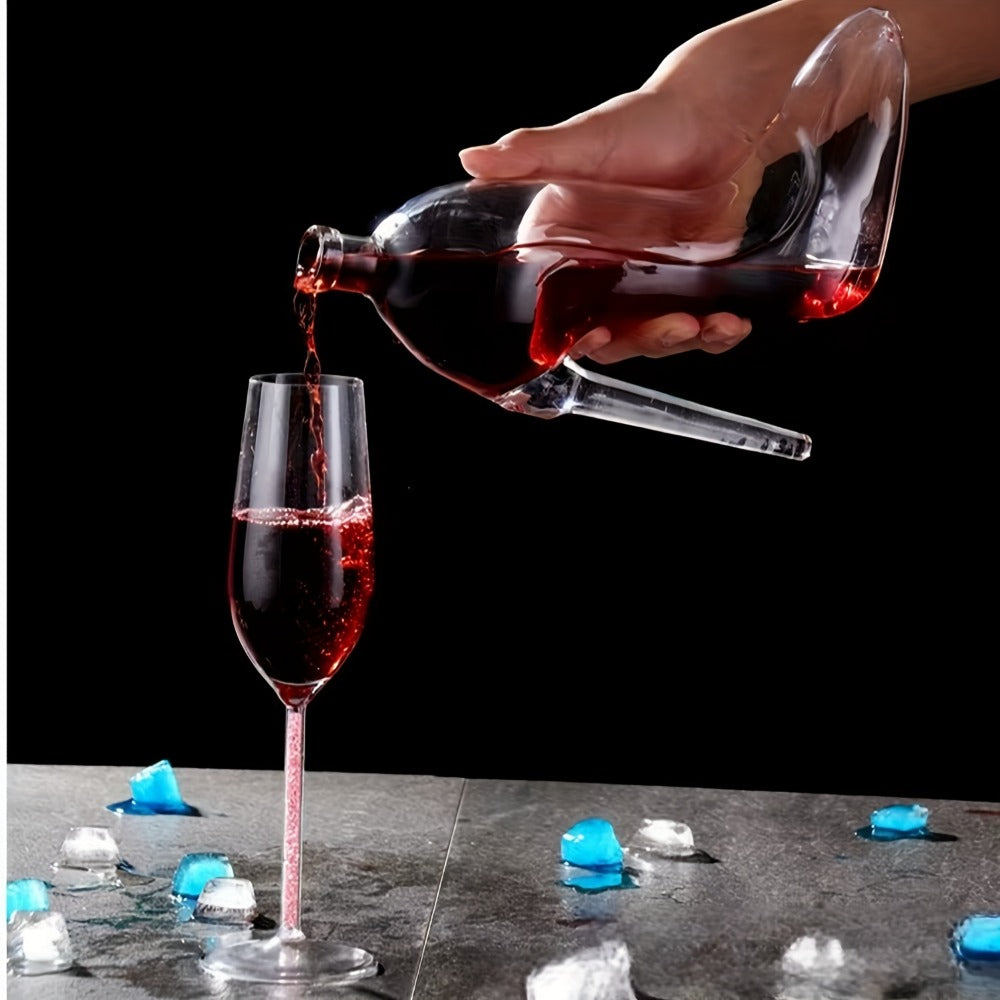 High Heel Shoe Decanter Crystal Glass with Stopper 26oz – Handmade Lead-Free Transparent Wine Decanter for Kitchen Dining Decor, Valentine's Day & Holiday Gift